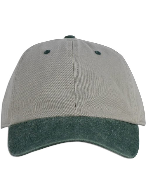 Baseball Caps Dad Hat Pigment Dyed Two Tone Plain Cotton Polo Style Retro Curved Baseball Cap 1200 - Sand / Green - C117Y4YYG...