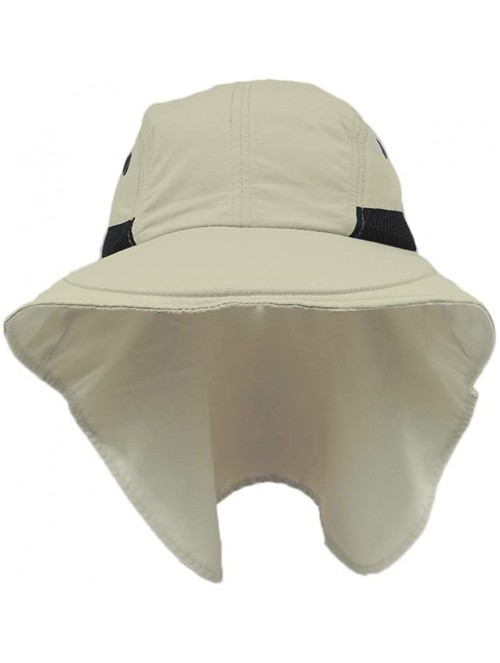 Sun Hats Womens Wide Brim Sun Flap Hat Camping Boating Stone Beige - CM115YJE1IL $19.65
