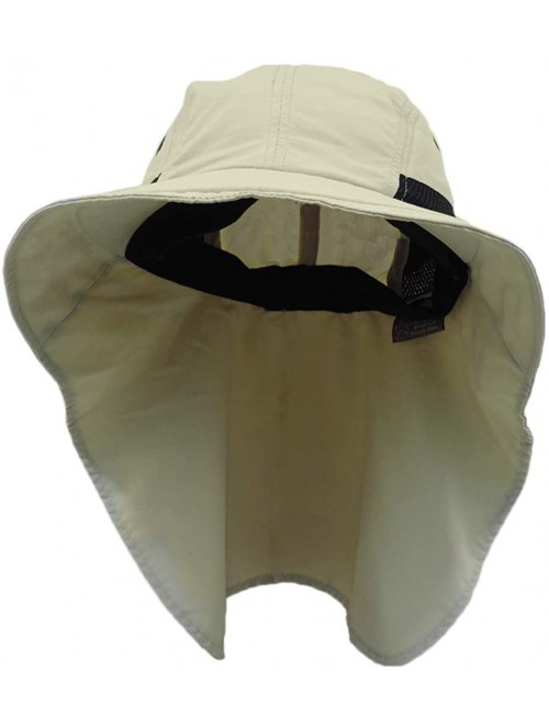 Sun Hats Womens Wide Brim Sun Flap Hat Camping Boating Stone Beige - CM115YJE1IL $19.65