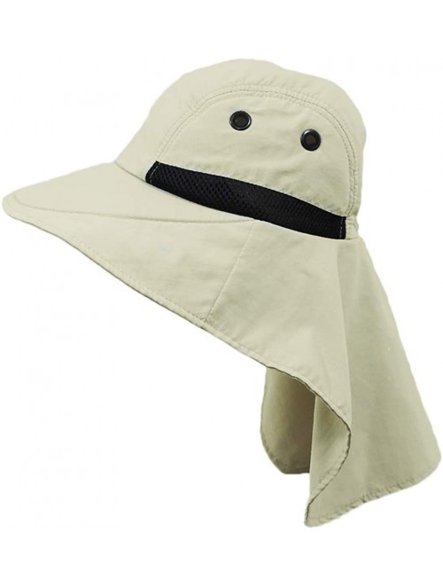 Sun Hats Womens Wide Brim Sun Flap Hat Camping Boating Stone Beige - CM115YJE1IL $19.65