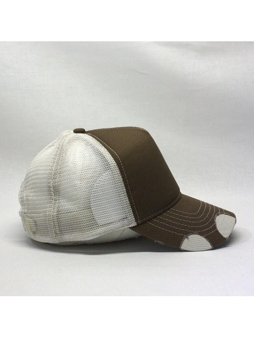 Baseball Caps Plain Cotton Twill Mesh Adjustable Snapback Low Profile Baseball Cap - Distressed Brown/Stone - C0186N6Z9LW $16.69