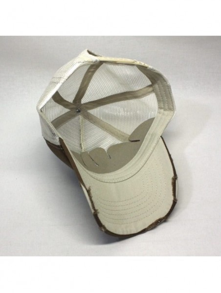 Baseball Caps Plain Cotton Twill Mesh Adjustable Snapback Low Profile Baseball Cap - Distressed Brown/Stone - C0186N6Z9LW $16.69