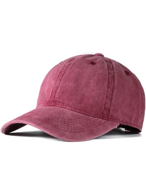Baseball Caps Men Women Plain Cotton Adjustable Washed Twill Low Profile Baseball Cap Hat(A1008) - Red - CE185UD6D4U $16.33