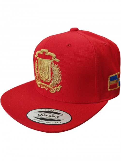 Baseball Caps Dominican Republic Shield Snapback Cap - Red/M. Gold - C512BBYRSAJ $33.85