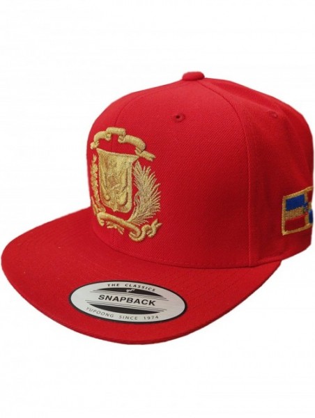 Baseball Caps Dominican Republic Shield Snapback Cap - Red/M. Gold - C512BBYRSAJ $33.85