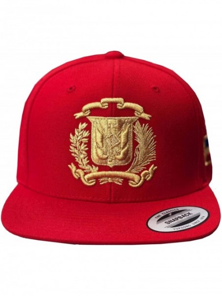 Baseball Caps Dominican Republic Shield Snapback Cap - Red/M. Gold - C512BBYRSAJ $33.85