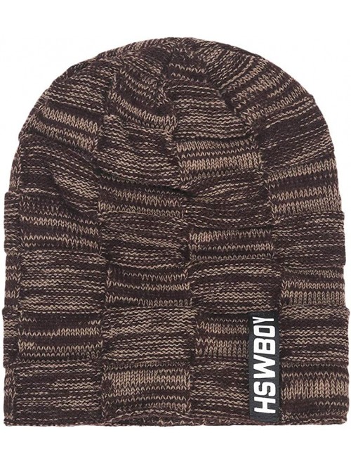 Skullies & Beanies Men's Warm Beanie Winter Thicken Hat and Scarf Two-Piece Knitted Windproof Cap Set - E-coffee - C7193CC9GO...