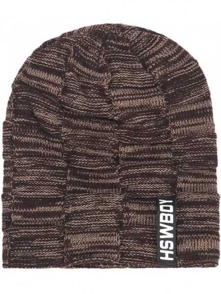 Skullies & Beanies Men's Warm Beanie Winter Thicken Hat and Scarf Two-Piece Knitted Windproof Cap Set - E-coffee - C7193CC9GO...