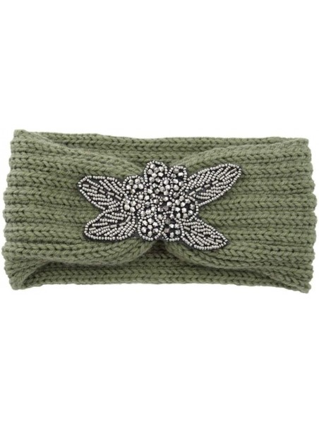 Cold Weather Headbands Chunky Headbands Warmers Crochet - Army Green - CS192HMT0C2 $11.05