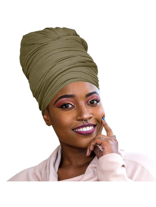 Headbands Colors Stretch African Headwrap - 13. Olive Green - CY18U5X28Q8 $19.61