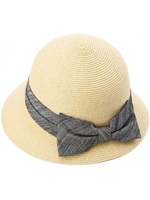 Fedoras Womens Wide Roll Up Brim Packable Straw Sun Cloche Hat Fedora Summer Beach 55-58cm - Beige_89316 - CZ18D2KMA2G $24.37