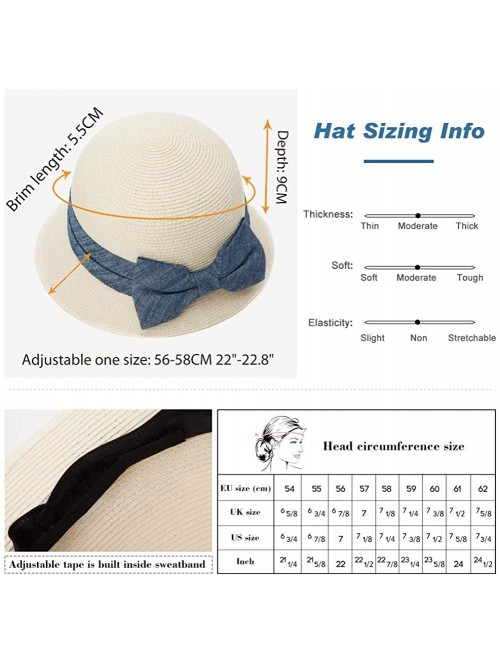 Fedoras Womens Wide Roll Up Brim Packable Straw Sun Cloche Hat Fedora Summer Beach 55-58cm - Beige_89316 - CZ18D2KMA2G $24.37