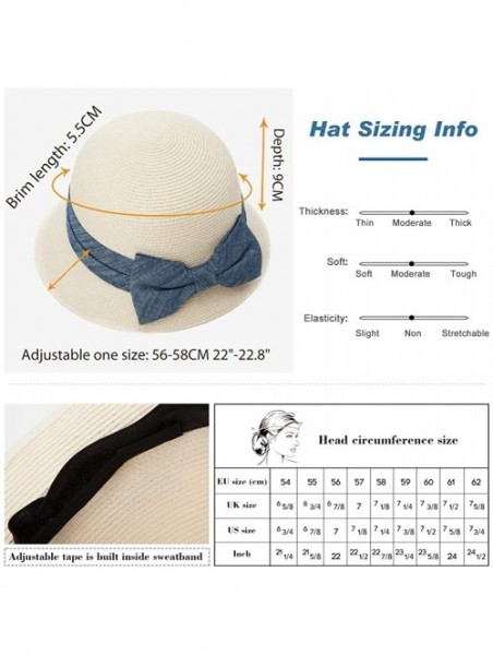 Fedoras Womens Wide Roll Up Brim Packable Straw Sun Cloche Hat Fedora Summer Beach 55-58cm - Beige_89316 - CZ18D2KMA2G $24.37