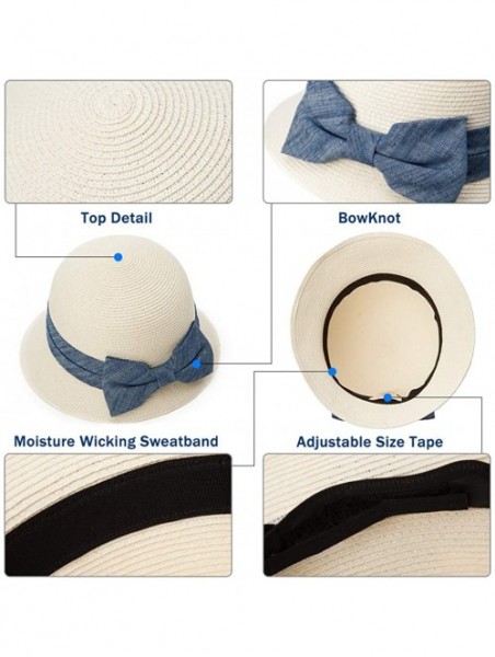 Fedoras Womens Wide Roll Up Brim Packable Straw Sun Cloche Hat Fedora Summer Beach 55-58cm - Beige_89316 - CZ18D2KMA2G $24.37