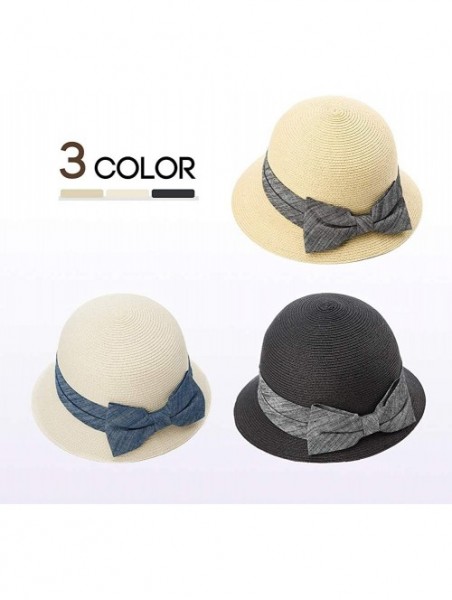 Fedoras Womens Wide Roll Up Brim Packable Straw Sun Cloche Hat Fedora Summer Beach 55-58cm - Beige_89316 - CZ18D2KMA2G $24.37