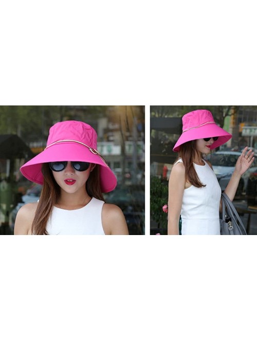 Bucket Hats Women's Sun Hat Summer Beach Hat Foldable Wide Brim Bucket travel Cap - Red - CD1837233D0 $16.34