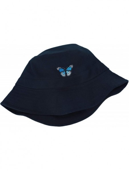 Bucket Hats Unisex Fashion Embroidered Bucket Hat Summer Fisherman Cap for Men Women - Butterfly Black - C119995A3US $21.31