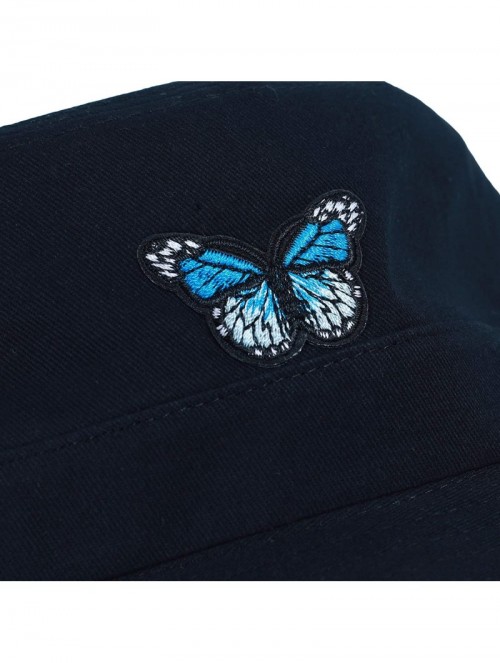 Bucket Hats Unisex Fashion Embroidered Bucket Hat Summer Fisherman Cap for Men Women - Butterfly Black - C119995A3US $21.31