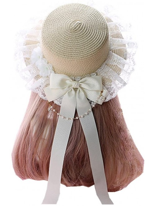 Sun Hats Sun Hats for Women UV Protection Summer Sweet Cute Lolita Lace Straw Hat - Beige - CO18EH3K78E $25.05