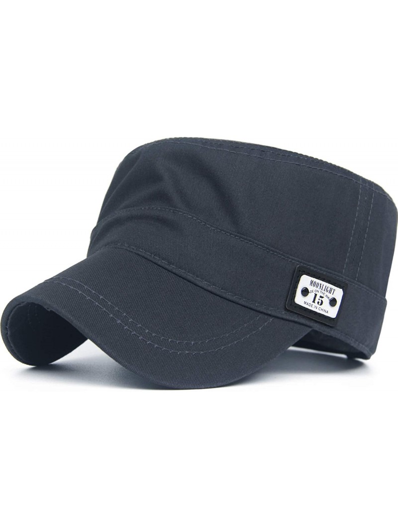 Baseball Caps Cotton Cadet Cap Army Military Caps Flat Hats Unique Design Big Head - Style02-grey - CL12093J37P $14.37