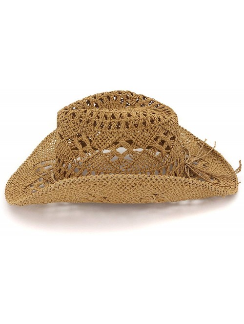 Sun Hats Fashion Hollowed Handmade Cowboy Straw Hat Women Men Summer Outdoor Travel Beach Hats - Beige - CR18RQTLI40 $29.55