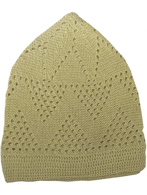 Skullies & Beanies Kufi Cap For Men - Crocheted - Ochre - CE189XWT2XQ $14.08