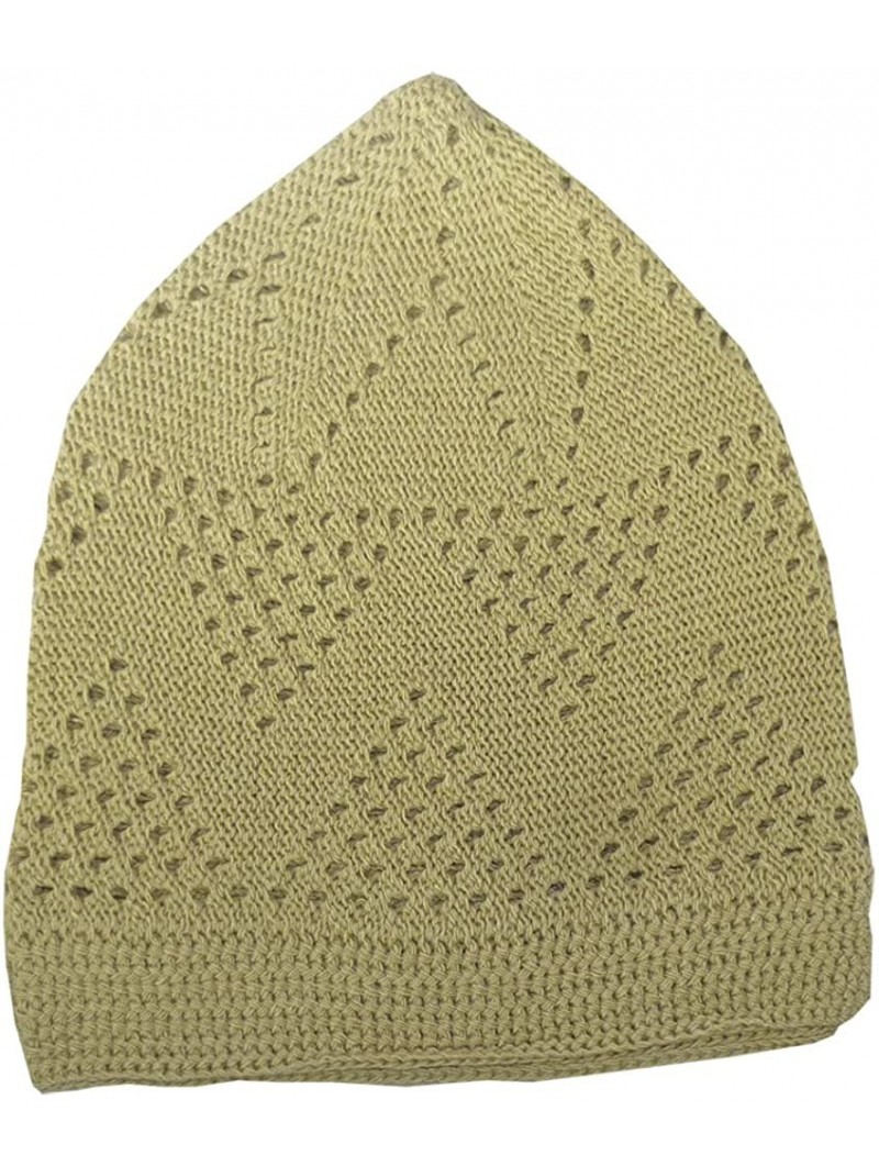 Skullies & Beanies Kufi Cap For Men - Crocheted - Ochre - CE189XWT2XQ $14.08