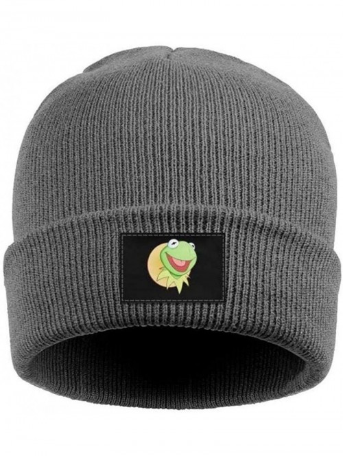 Skullies & Beanies Mens Womens Warm Solid Color Daily Knit Cap Funny-Green-Frog-Sipping-Tea Headwear - Gray-6 - CS18NE0ED60 $...