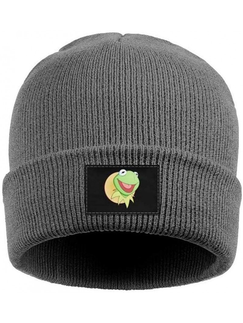 Skullies & Beanies Mens Womens Warm Solid Color Daily Knit Cap Funny-Green-Frog-Sipping-Tea Headwear - Gray-6 - CS18NE0ED60 $...