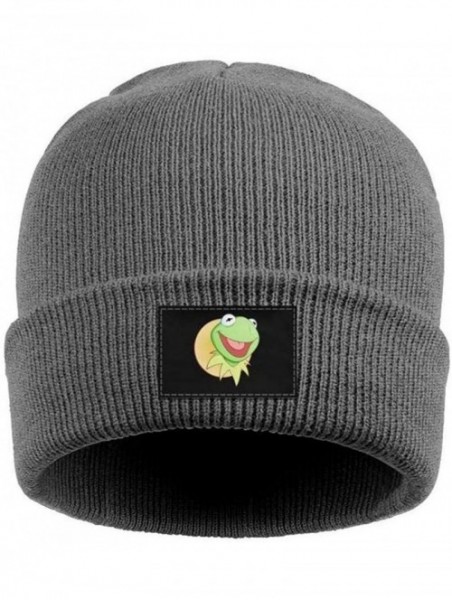 Skullies & Beanies Mens Womens Warm Solid Color Daily Knit Cap Funny-Green-Frog-Sipping-Tea Headwear - Gray-6 - CS18NE0ED60 $...