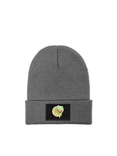 Skullies & Beanies Mens Womens Warm Solid Color Daily Knit Cap Funny-Green-Frog-Sipping-Tea Headwear - Gray-6 - CS18NE0ED60 $...