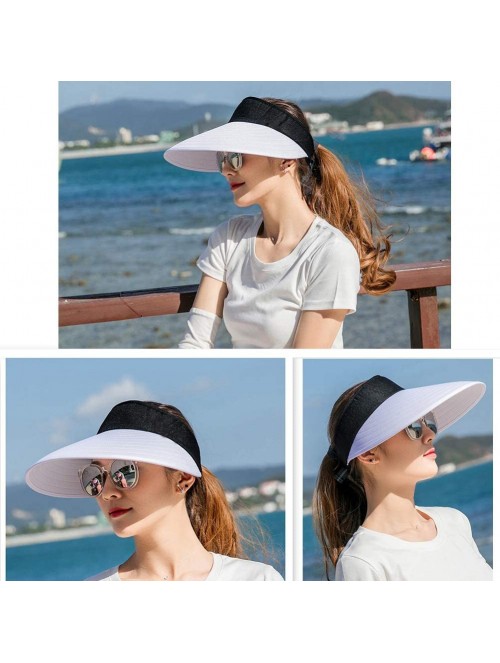 Sun Hats Sun Visor Hats Women Large Brim Summer UV Protection Beach Cap - White - C118DRZM7ON $20.12