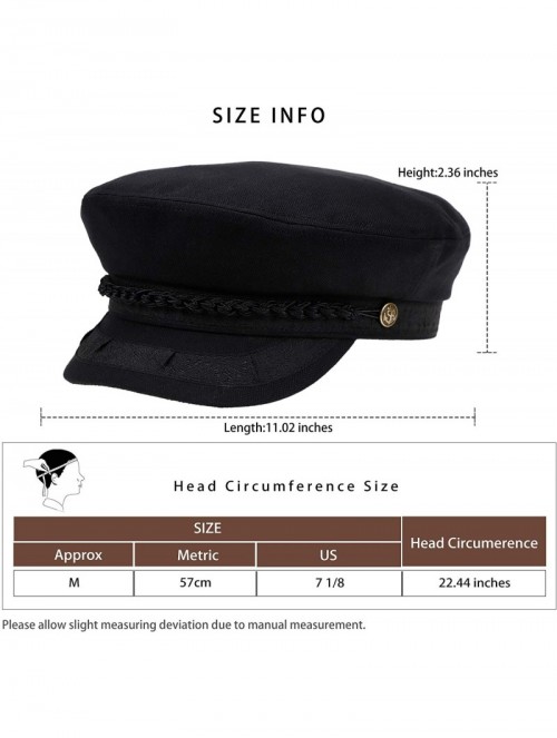 Newsboy Caps Fiddler Cap For Men Women 100% Cotton Black With Visor Band And Metal Button - C618WYI4469 $26.63