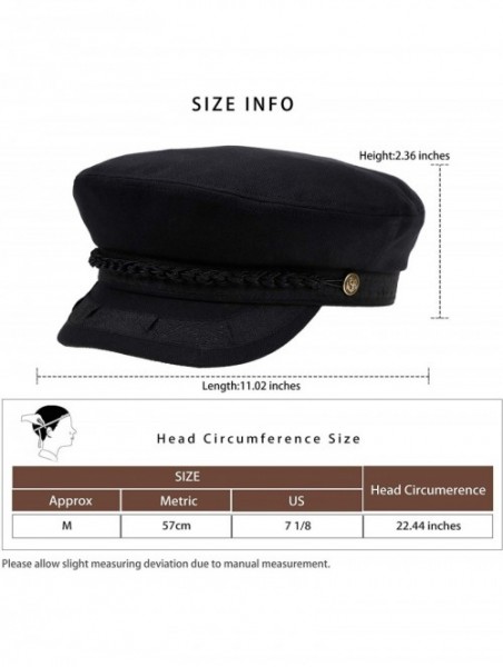 Newsboy Caps Fiddler Cap For Men Women 100% Cotton Black With Visor Band And Metal Button - C618WYI4469 $26.63