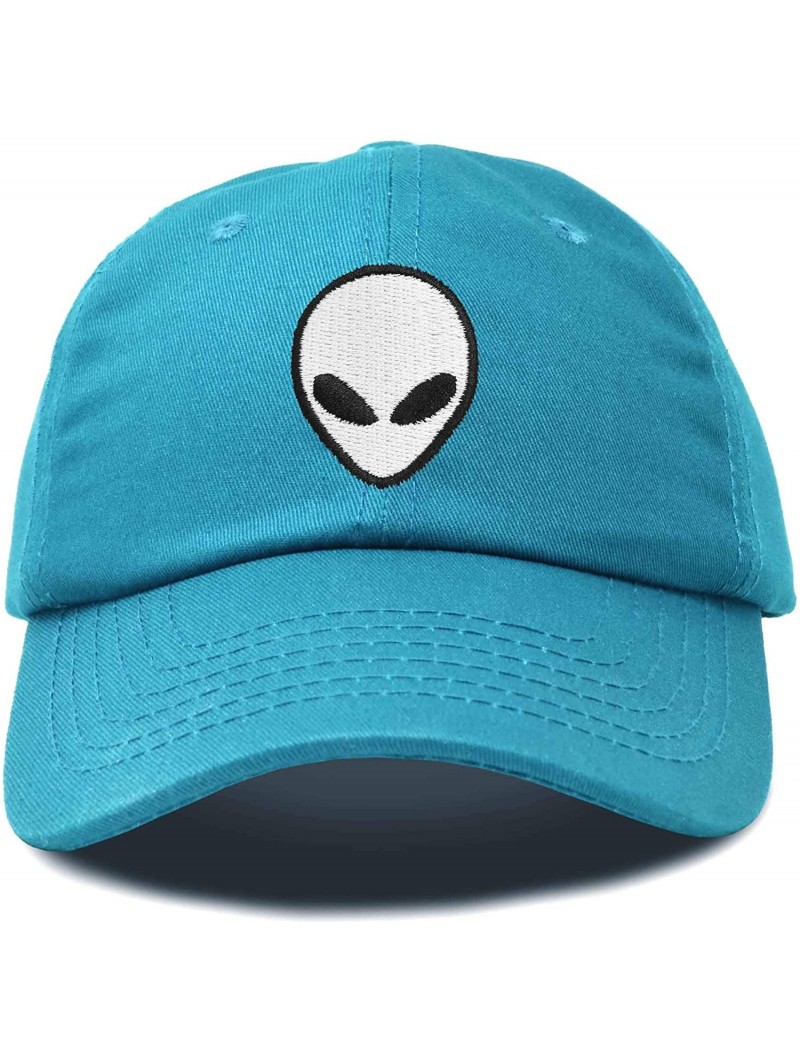 Baseball Caps Alien Head Baseball Cap Mens and Womens Hat - Teal - CI18M64KYG4 $17.29