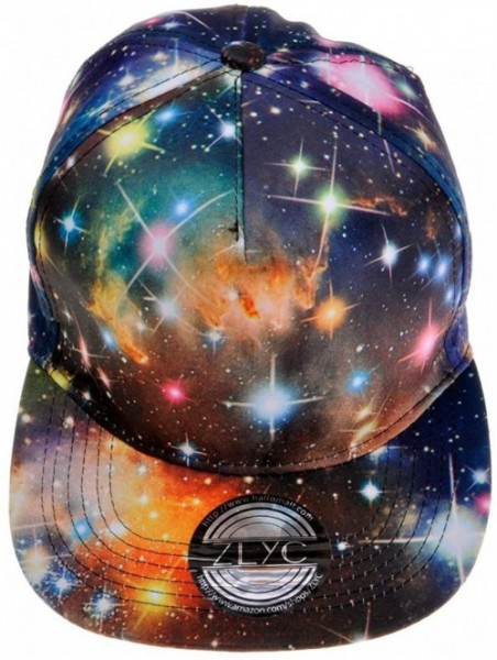 Baseball Caps Unisex Galaxy Baseball Cap Adjustable Flat Bill Snapback Hat - Black - CW11WGDZYVV $14.16