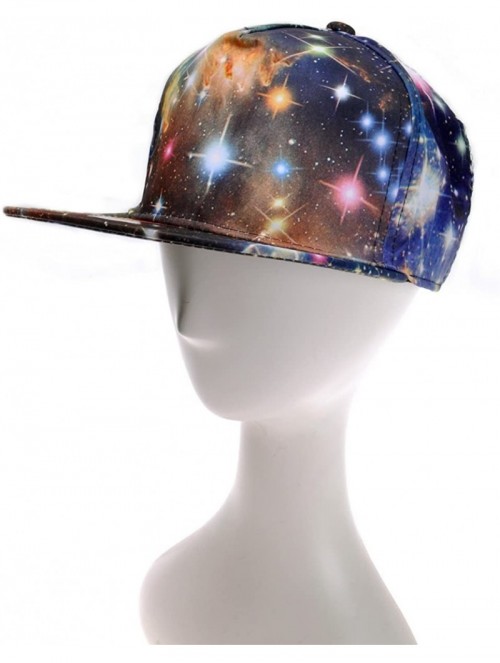 Baseball Caps Unisex Galaxy Baseball Cap Adjustable Flat Bill Snapback Hat - Black - CW11WGDZYVV $14.16