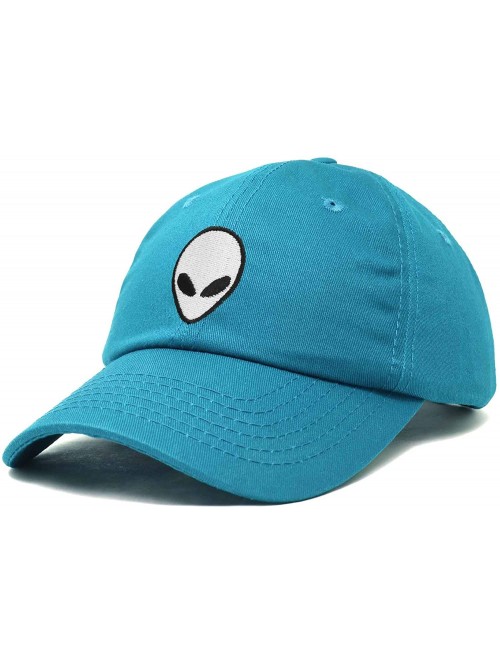 Baseball Caps Alien Head Baseball Cap Mens and Womens Hat - Teal - CI18M64KYG4 $17.29