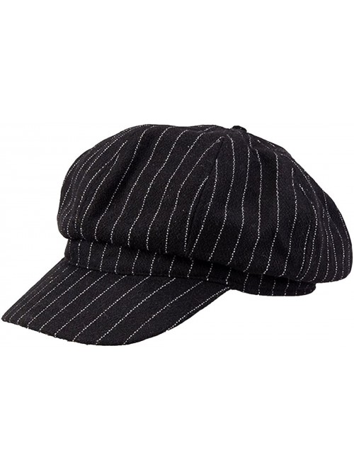 Berets Women Girls Fashion Vintage Stripe Warm Casual Brim Beret Hat Cap Black - Black - C212658OK0X $12.90