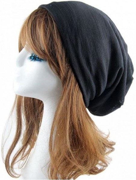 Berets Unisex Winter Wrinkle Knitted Crochet Baggy Hat Beanie Cap Beret - Black-2 - C41282VI1A5 $16.86