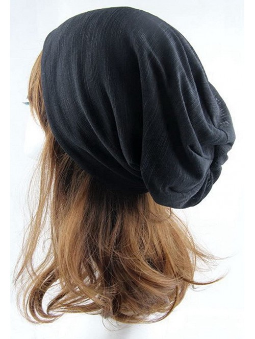 Berets Unisex Winter Wrinkle Knitted Crochet Baggy Hat Beanie Cap Beret - Black-2 - C41282VI1A5 $16.86