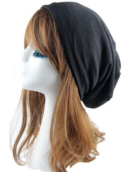 Berets Unisex Winter Wrinkle Knitted Crochet Baggy Hat Beanie Cap Beret - Black-2 - C41282VI1A5 $16.86