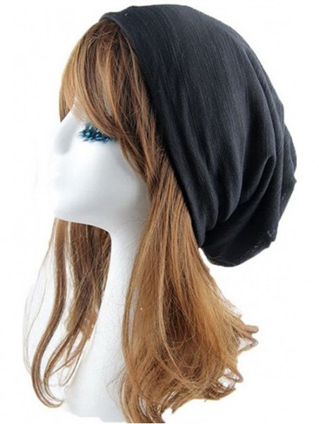 Berets Unisex Winter Wrinkle Knitted Crochet Baggy Hat Beanie Cap Beret - Black-2 - C41282VI1A5 $16.86