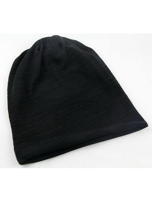 Berets Unisex Winter Wrinkle Knitted Crochet Baggy Hat Beanie Cap Beret - Black-2 - C41282VI1A5 $16.86