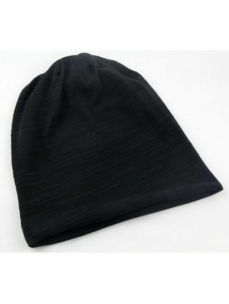 Berets Unisex Winter Wrinkle Knitted Crochet Baggy Hat Beanie Cap Beret - Black-2 - C41282VI1A5 $16.86