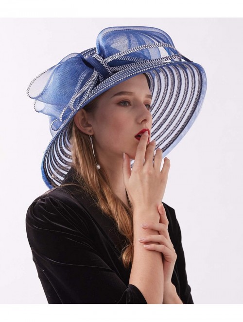 Sun Hats Women Kentucky Derby Church Dress Cloche Hat Bowknot Wedding Bucket Bowler Sun Hat - 004b Navy Blue - CM18RLISHMM $2...