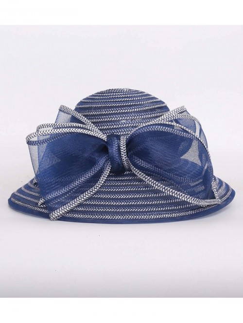 Sun Hats Women Kentucky Derby Church Dress Cloche Hat Bowknot Wedding Bucket Bowler Sun Hat - 004b Navy Blue - CM18RLISHMM $2...