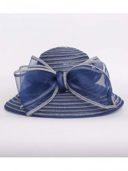 Sun Hats Women Kentucky Derby Church Dress Cloche Hat Bowknot Wedding Bucket Bowler Sun Hat - 004b Navy Blue - CM18RLISHMM $2...