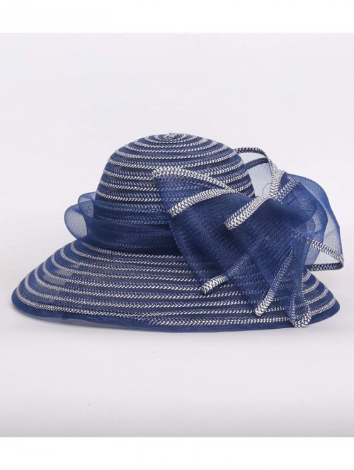 Sun Hats Women Kentucky Derby Church Dress Cloche Hat Bowknot Wedding Bucket Bowler Sun Hat - 004b Navy Blue - CM18RLISHMM $2...