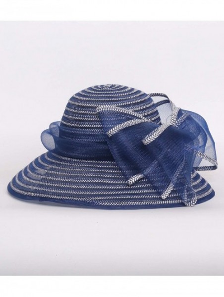 Sun Hats Women Kentucky Derby Church Dress Cloche Hat Bowknot Wedding Bucket Bowler Sun Hat - 004b Navy Blue - CM18RLISHMM $2...